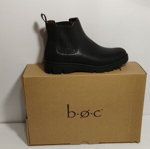 BOC Erin Black Faux Leather Ankle Boots Womens 6.5M ($110) NEW